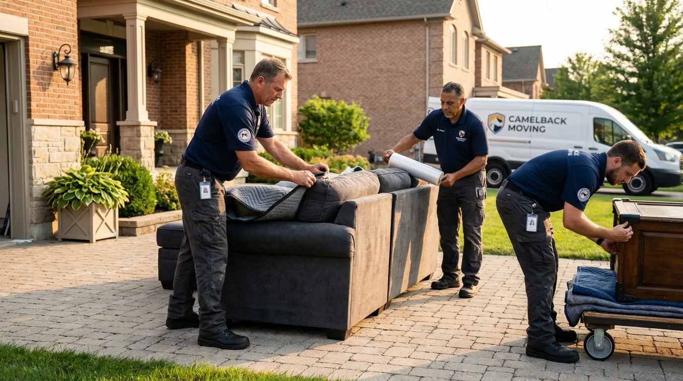 Large estate moving crew wrapping furniture in Highwood, IL
